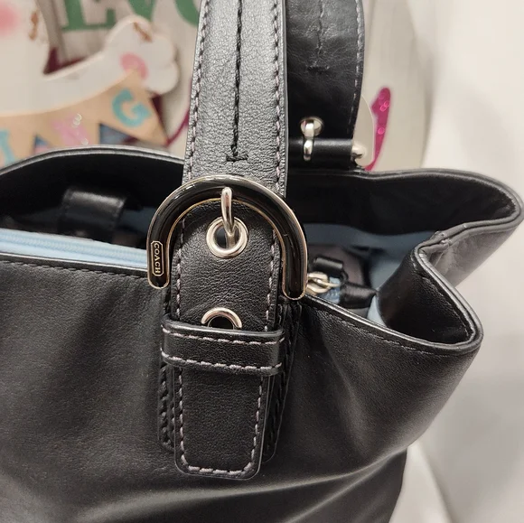 ๐ค Vintage EUC Coach Soho Leather North South Smooth Leather Tote Bag, Black - Picture 10 of 16